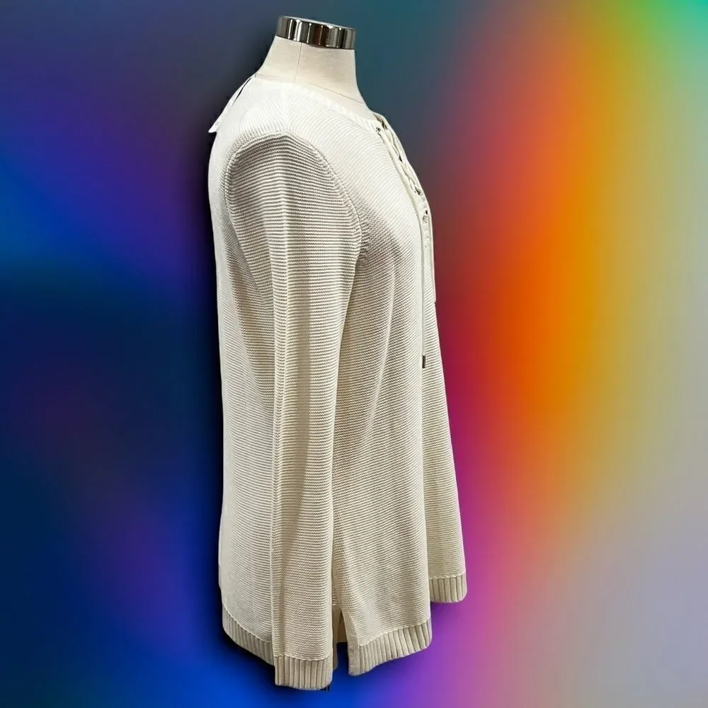 Charter Club Marled Lace-Up Tunic Sweater in the Size Large